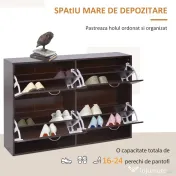 HOMCOM Pantofar cu Rafturi Reglabile din PAL, 120x24x81 cm, Maro | Aosom Romania