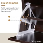 HOMCOM Pantofar cu Rafturi Reglabile din PAL, 120x24x81 cm, Maro | Aosom Romania