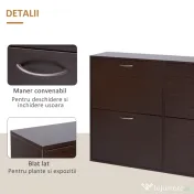 HOMCOM Pantofar cu Rafturi Reglabile din PAL, 120x24x81 cm, Maro | Aosom Romania