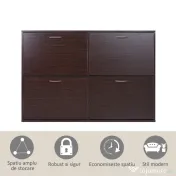 HOMCOM Pantofar cu Rafturi Reglabile din PAL, 120x24x81 cm, Maro | Aosom Romania