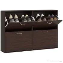 HOMCOM Pantofar Economisire Spațiu pentru 24 de Perechi, cu Rafturi Reglabile și 4 Sertare, din Lemn, 120x24x81cm, Maro