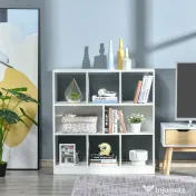 HOMCOM Bibliotecă Raft cu 8 Compartimente, Bibliotecă Modernă pentru Camera de Zi, Dormitor, Birou, 97.5x30x100 cm, Alb | Aosom Romania 