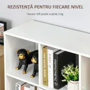 HOMCOM Bibliotecă Raft cu 8 Compartimente, Bibliotecă Modernă pentru Camera de Zi, Dormitor, Birou, 97.5x30x100 cm, Alb | Aosom Romania 