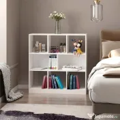HOMCOM Bibliotecă Raft cu 8 Compartimente, Bibliotecă Modernă pentru Camera de Zi, Dormitor, Birou, 97.5x30x100 cm, Alb | Aosom Romania 