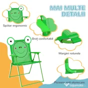 Outsunny Set Masa de Gradina cu 2 Scaune Pliabile si Umbrela pentru Copii din Metal si Poliester, Verde | Aosom Romania