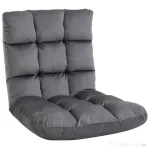 HOMCOM Fotoliu de Podea din Catifea cu Spătar Reglabil până la 180° și Tapițerie Groasă, 55x71x53.5cm, Gri Închis | Aosom Romania