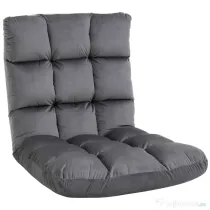 HOMCOM Fotoliu de Podea din Catifea cu Spătar Reglabil până la 180° și Tapițerie Groasă, 55x71x53.5cm, Gri Închis | Aosom Romania