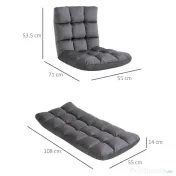 HOMCOM Fotoliu de Podea din Catifea cu Spătar Reglabil până la 180° și Tapițerie Groasă, 55x71x53.5cm, Gri Închis | Aosom Romania