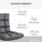 HOMCOM Fotoliu de Podea din Catifea cu Spătar Reglabil până la 180° și Tapițerie Groasă, 55x71x53.5cm, Gri Închis | Aosom Romania