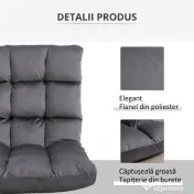 HOMCOM Fotoliu de Podea din Catifea cu Spătar Reglabil până la 180° și Tapițerie Groasă, 55x71x53.5cm, Gri Închis | Aosom Romania