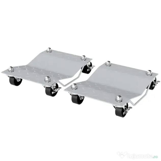 DURHAND Set de 2 Cărucioare pentru Mutat Auto din Metal Antiderapant cu Roți Blocabile