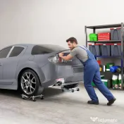 DURHAND Set de 2 Cărucioare pentru Mutat Auto din Metal Antiderapant cu Roți Blocabile 