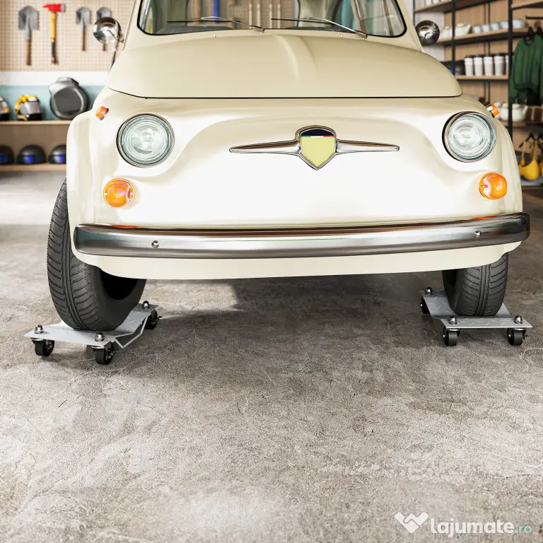 DURHAND Set de 2 Cărucioare pentru Mutat Auto din Metal Antiderapant cu Roți Blocabile