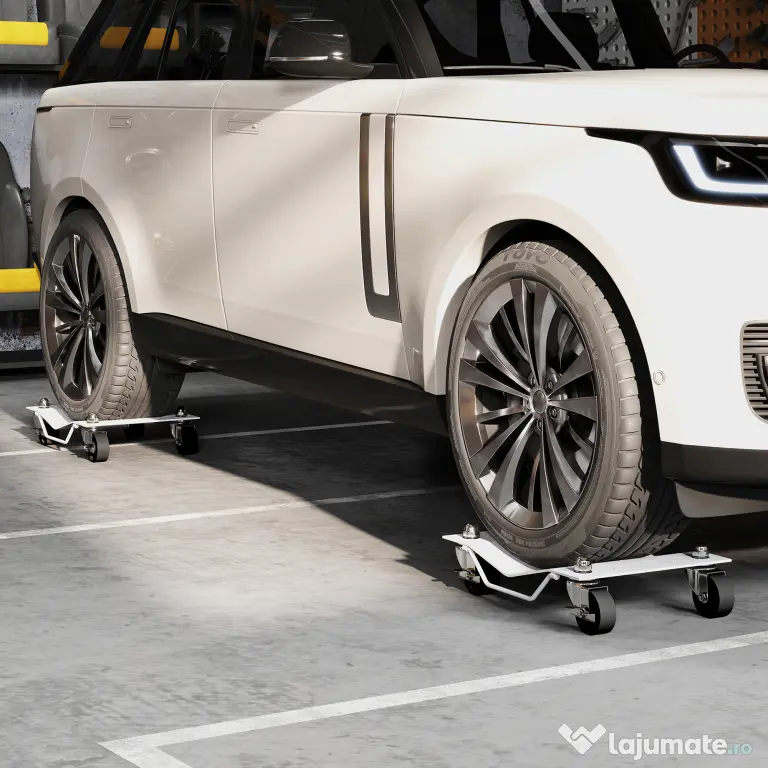 DURHAND Set de 2 Cărucioare pentru Mutat Auto din Metal Antiderapant cu Roți Blocabile