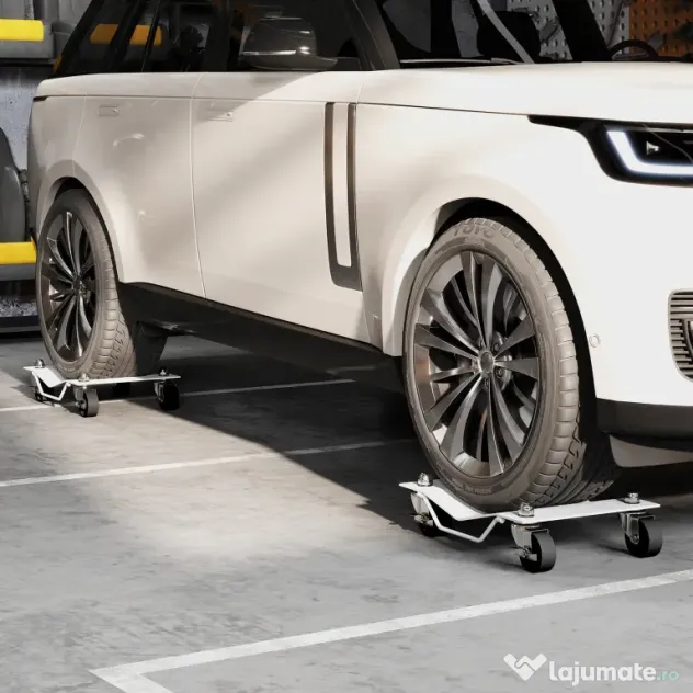 DURHAND Set de 2 Cărucioare pentru Mutat Auto din Metal Antiderapant cu Roți Blocabile