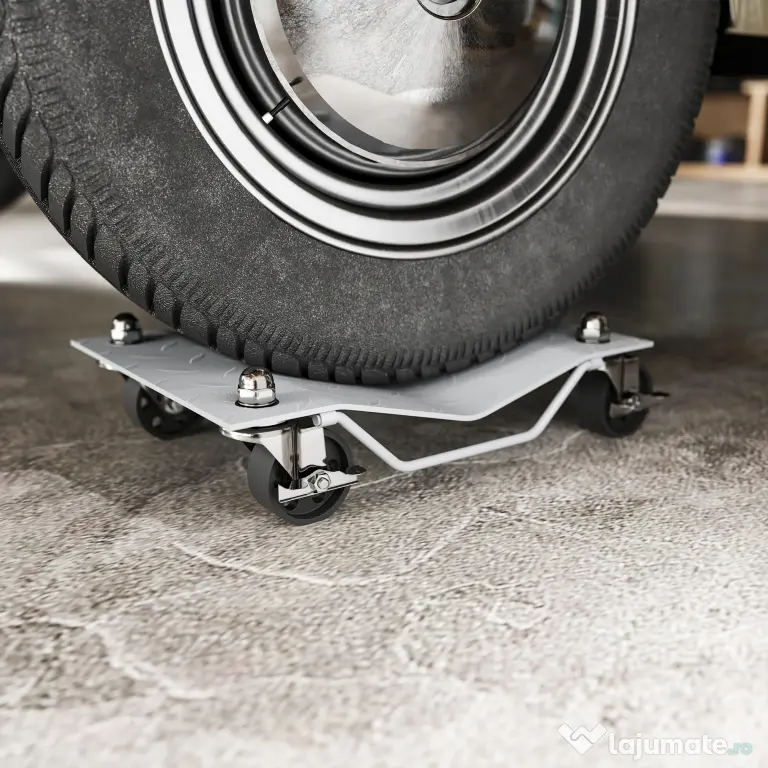 DURHAND Set de 2 Cărucioare pentru Mutat Auto din Metal Antiderapant cu Roți Blocabile