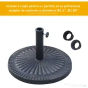 Outsunny Baza pentru Umbrela de Soare Diametru 3,8-4,8cm Desen Floral cu Manivela Greutate 15kg de Gradina Rasina 49x32cm