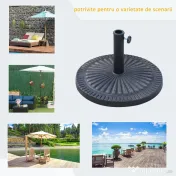 Outsunny Baza pentru Umbrela de Soare Diametru 3,8-4,8cm Desen Floral cu Manivela Greutate 15kg de Gradina Rasina 49x32cm