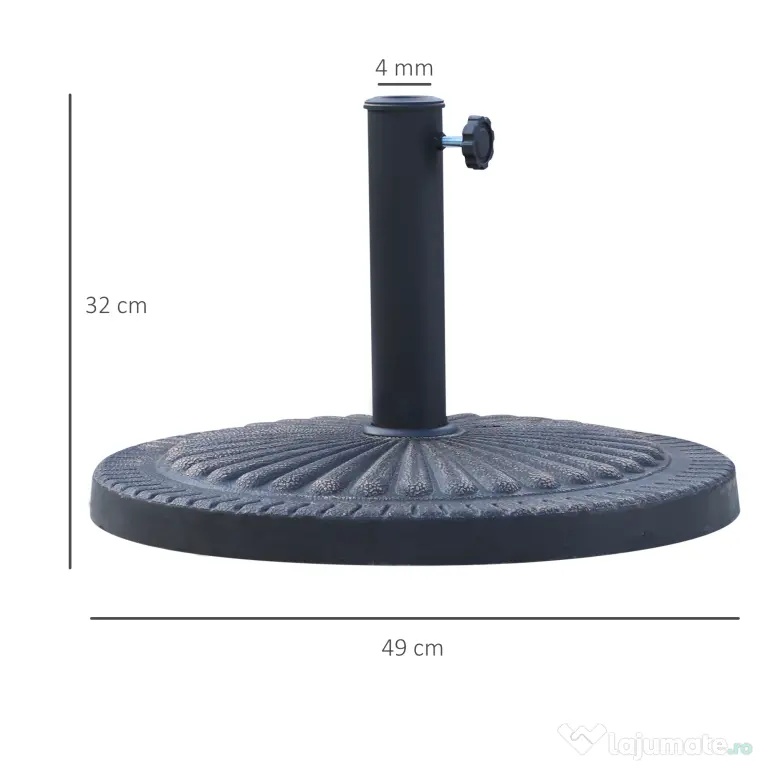 Outsunny Bază Umbrelă de Soare, Compatibilă Diametru Φ3,8-4,8cm, Rășină Durabilă, 49x32cm | Aosom Romania