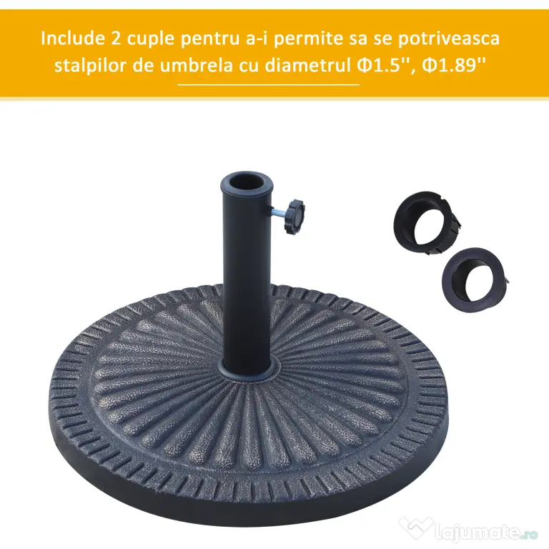 Outsunny Bază Umbrelă de Soare, Compatibilă Diametru Φ3,8-4,8cm, Rășină Durabilă, 49x32cm | Aosom Romania