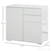 Dulapior cu sertare si 2 Dulapioare cu polite reglabile, Deschidere prin Presiune 79x36x74cm HOMCOM | Aosom Romania