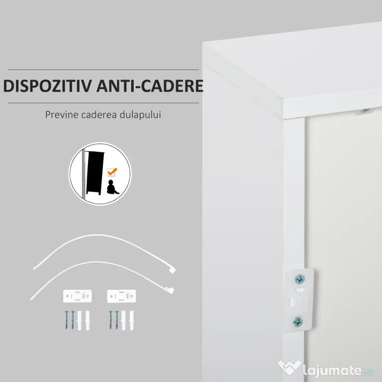 Dulapior cu sertare si 2 Dulapioare cu polite reglabile, Deschidere prin Presiune 79x36x74cm HOMCOM | Aosom Romania
