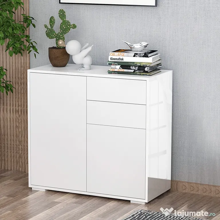 Dulapior cu sertare si 2 Dulapioare cu polite reglabile, Deschidere prin Presiune 79x36x74cm HOMCOM | Aosom Romania