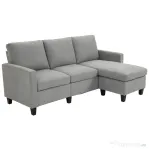 HOMCOM Canapea de Colț Modulabilă 3 Locuri cu Șezlong Reversibil, Canapea Modernă din Material Textil pentru Living, 197x139x91 cm, Gri