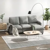 HOMCOM Canapea de Colț Modulabilă 3 Locuri cu Șezlong Reversibil, Canapea Modernă din Material Textil pentru Living, 197x139x91 cm, Gri 