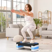HOMCOM Stepper Fitness pentru Aerobic Reglabil pe 3 Înălțimi de 10-15-20 cm, Albastru și Negru