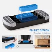 HOMCOM Stepper Fitness pentru Aerobic Reglabil pe 3 Înălțimi de 10-15-20 cm, Albastru și Negru