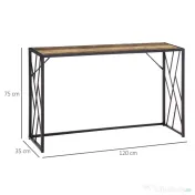 HOMCOM Consola 120cm, masa canapea industriala cu cadru metalic pentru sufragerie, hol, maro 