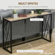 HOMCOM Consola 120cm, masa canapea industriala cu cadru metalic pentru sufragerie, hol, maro 