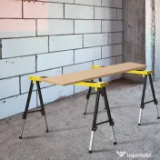 DURHAND Set 2 Piese Banc de Lucru Pliabil și Portabil, Mese de Lucru pentru Atelier și Șantier, Suport Multifuncțional, Galben/Negru 