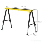 DURHAND Set 2 Piese Banc de Lucru Pliabil și Portabil, Mese de Lucru pentru Atelier și Șantier, Suport Multifuncțional, Galben/Negru 