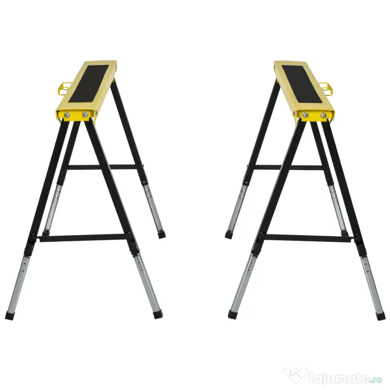 DURHAND Set 2 Piese Banc de Lucru Pliabil și Portabil, Mese de Lucru pentru Atelier și Șantier, Suport Multifuncțional, Galben/Negru