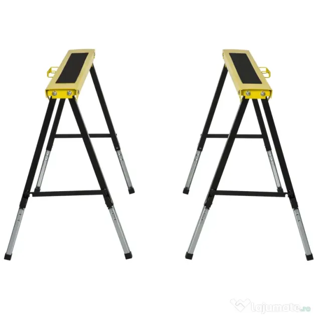 DURHAND Set 2 Piese Banc de Lucru Pliabil și Portabil, Mese de Lucru pentru Atelier și Șantier, Suport Multifuncțional, Galben/Negru