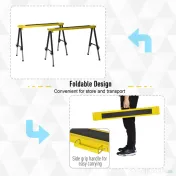 DURHAND Set 2 Piese Banc de Lucru Pliabil și Portabil, Mese de Lucru pentru Atelier și Șantier, Suport Multifuncțional, Galben/Negru 