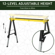 DURHAND Set 2 Piese Banc de Lucru Pliabil și Portabil, Mese de Lucru pentru Atelier și Șantier, Suport Multifuncțional, Galben/Negru 