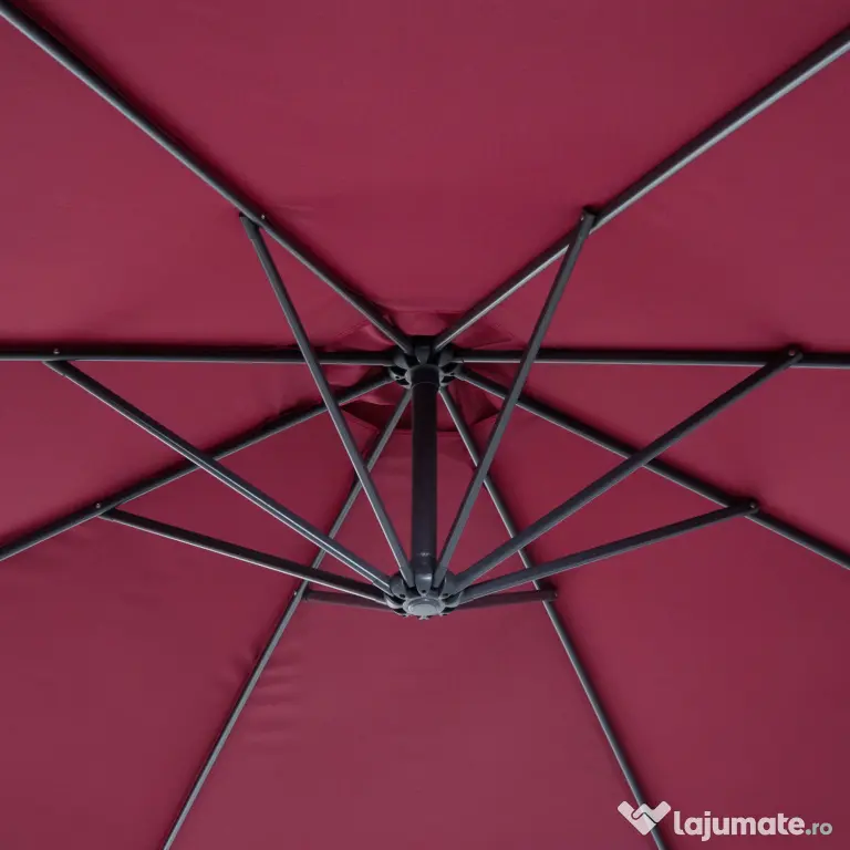 Umbrela Parasolara Decentrata Outsunny, Metal, Bordeaux, Φ3x2.6m | Aosom Romania