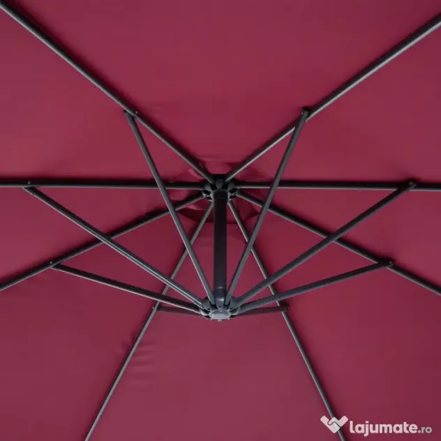 Umbrela Parasolara Decentrata Outsunny, Metal, Bordeaux, Φ3x2.6m | Aosom Romania