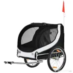 PawHut Rimorchio per Animali Domestici Pieghevole da Bicicletta, bianco e nero, 130x90x110cm