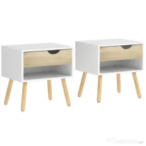 HOMCOM Noptiere Moderne cu Sertar și Raft, Design Modern și Funcțional, Ideal pentru Cameră de Dormit, Albastru | Aosom Romania