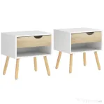 HOMCOM Noptiere Moderne cu Sertar și Raft, Design Modern și Funcțional, Ideal pentru Cameră de Dormit, Albastru