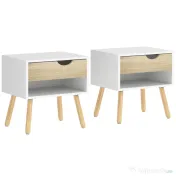 HOMCOM Noptiere Moderne cu Sertar și Raft, Design Modern și Funcțional, Ideal pentru Cameră de Dormit, Albastru 