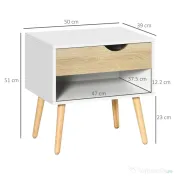 HOMCOM Noptiere Moderne cu Sertar și Raft, Design Modern și Funcțional, Ideal pentru Cameră de Dormit, Albastru 
