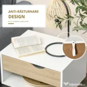 HOMCOM Noptiere Moderne cu Sertar și Raft, Design Modern și Funcțional, Ideal pentru Cameră de Dormit, Albastru 