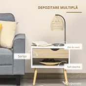 HOMCOM Noptiere Moderne cu Sertar și Raft, Design Modern și Funcțional, Ideal pentru Cameră de Dormit, Albastru 
