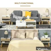 HOMCOM Noptiere Moderne cu Sertar și Raft, Design Modern și Funcțional, Ideal pentru Cameră de Dormit, Albastru 