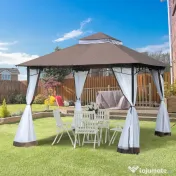 Outsunny Foisor de Gradina cu Acoperis Plasa de Tantari 2 Nivele din Poliester 